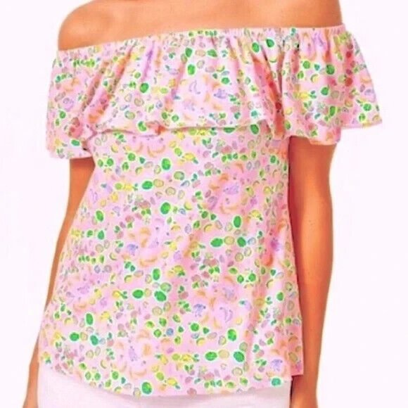 Lilly Pulitzer Tops - Lilly Pulitzer La Fortuna Off the Shoulder Top Urchin Pink Lil Juicy Fruit XS